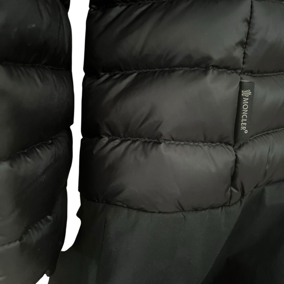 MONCLER Daurade Black Puffer Peplum Down Hooded Jacket Medium Size 2  AUTHENTIC - Picture 8 of 16